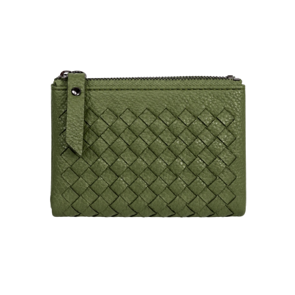 WOVEN BIFOLD WALLET - OLIVE