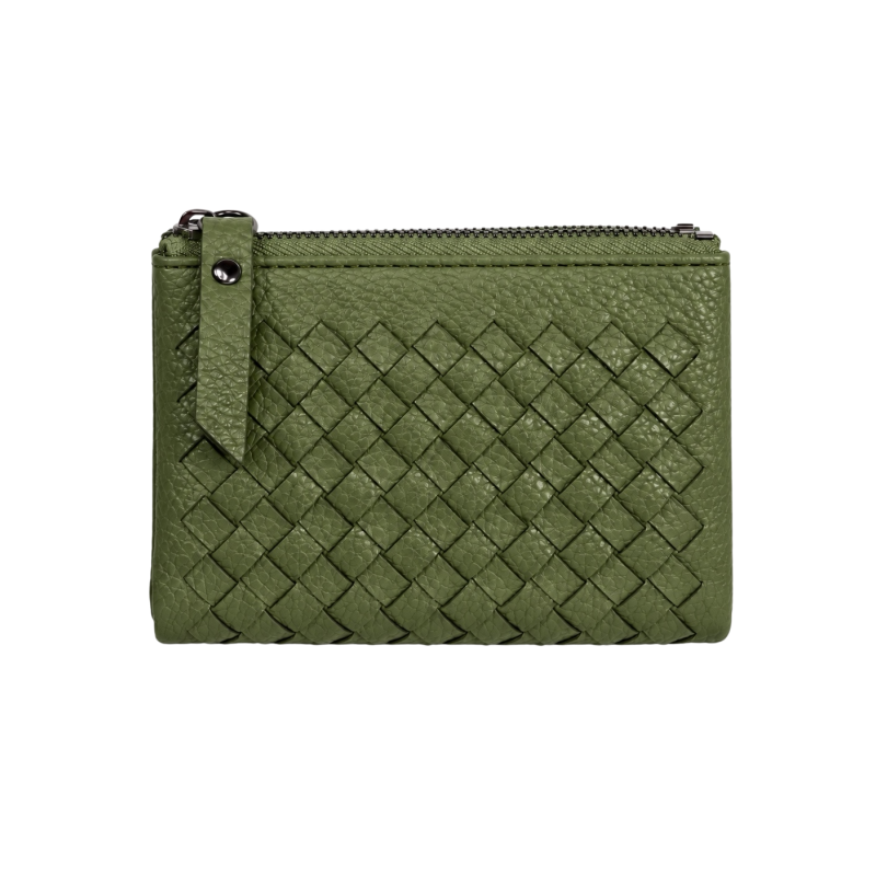 WOVEN BIFOLD WALLET - OLIVE