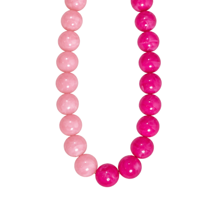 MARBLED TWO-TONE GUMBALL NECKLACE - PINK
