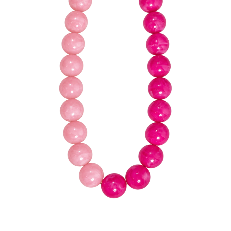 MARBLED TWO-TONE GUMBALL NECKLACE - PINK