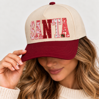 SANTA PATCH TRUCKER HAT - BURGUNDY