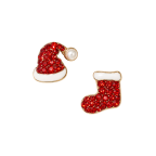 RHINESTONE HAT & STOCKING EARRINGS - RED
