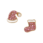 RHINESTONE HAT & STOCKING EARRINGS - PINK