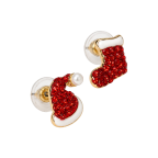 RHINESTONE HAT & STOCKING EARRINGS - RED