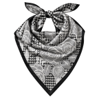 HOUNDSTOOTH ROSE SILK SCARF - BLACK