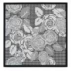 HOUNDSTOOTH ROSE SILK SCARF - BLACK