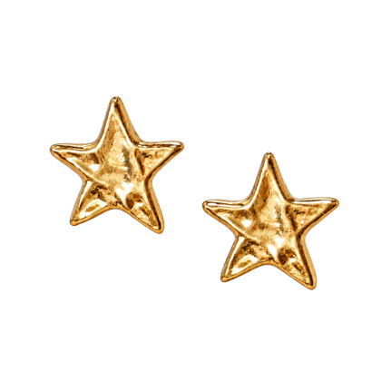 GOLD HAMMERED STAR STUD EARRINGS