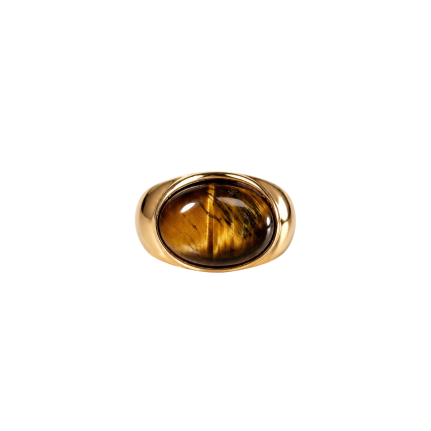 OVAL SIGNET RING - TIGER'S EYE
