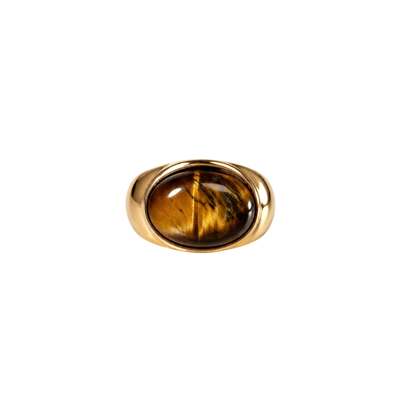 OVAL SIGNET RING - TIGER'S EYE