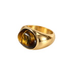 OVAL SIGNET RING - TIGER'S EYE