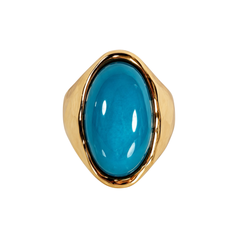 OVAL CABOCHON STATEMENT RING - TURQUOISE