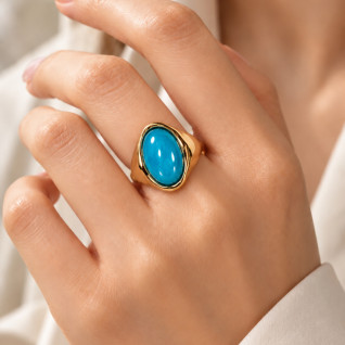 OVAL CABOCHON STATEMENT RING - TURQUOISE