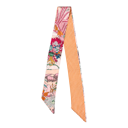 TWILLY SCARF - BOTANICAL & ORANGE STRIPES