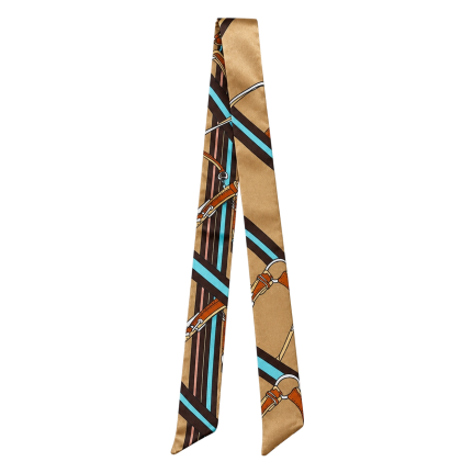 TWILLY SCARF - TAN EQUESTRIAN STRIPED