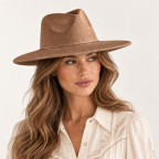 WIDE-BRIM WESTERN HAT - CAMEL