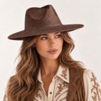 WIDE-BRIM WESTERN HAT - CHOCOLATE BROWN