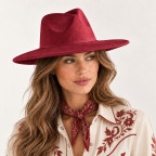 WIDE-BRIM WESTERN HAT - BURGUNDY