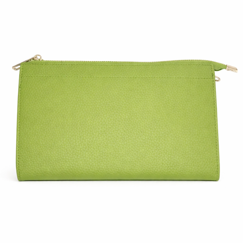 TEXTURED VEGAN LEATHER CLUTCH/CROSSBODY - LIGHT GREEN 