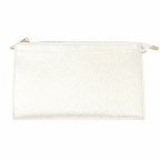 TEXTURED VEGAN LEATHER CLUTCH/CROSSBODY - METALLIC IVORY 