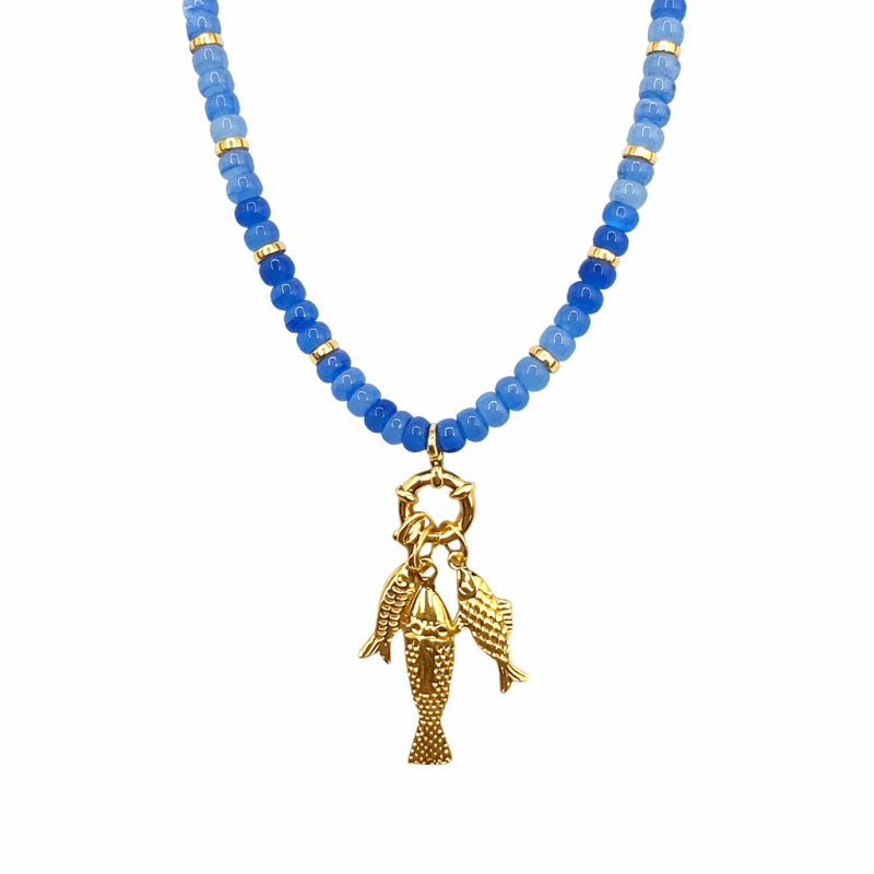 GOLD DIPPED BEADED NECKLACE - FISH