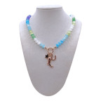 BEADED CHARM NECKLACE - BLUE