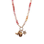 BEADED CHARM NECKLACE - PINK 