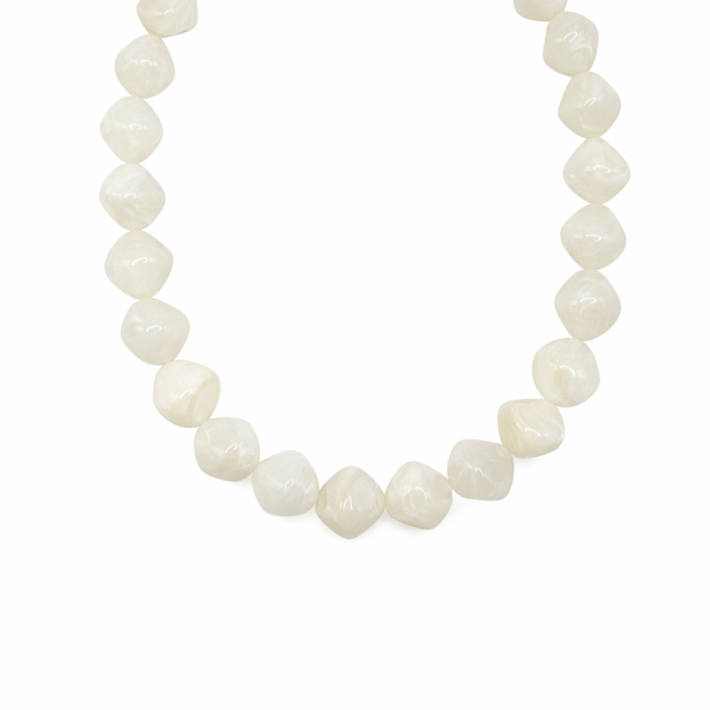 CHUNCKY BEADED NECKLACE - IVORY 