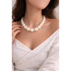 CHUNCKY BEADED NECKLACE - IVORY 