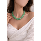 CHUNKY BEADED NECKLACE - LIGHT GREEN 