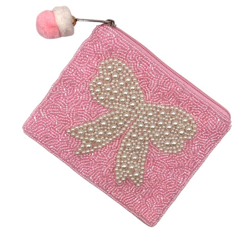 SEED BEAD COIN BAG - BOW 