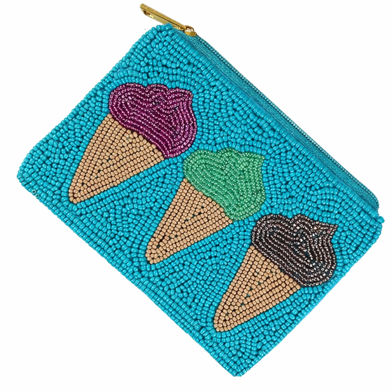 SEAD BEAD COIN BAG - ICE CREAM CONES