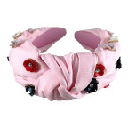 SEED BEAD KNOT FLOWER HEADBAND - PINK 