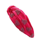 HEART KNOT RHINESTONE HEADBAND - PINK
