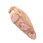 HEART KNOT SEEDBEAD HEADBAND - LIGHT PINK