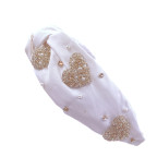 SEED BEAD & PEARL HEART KNOT HEADBAND - WHITE 