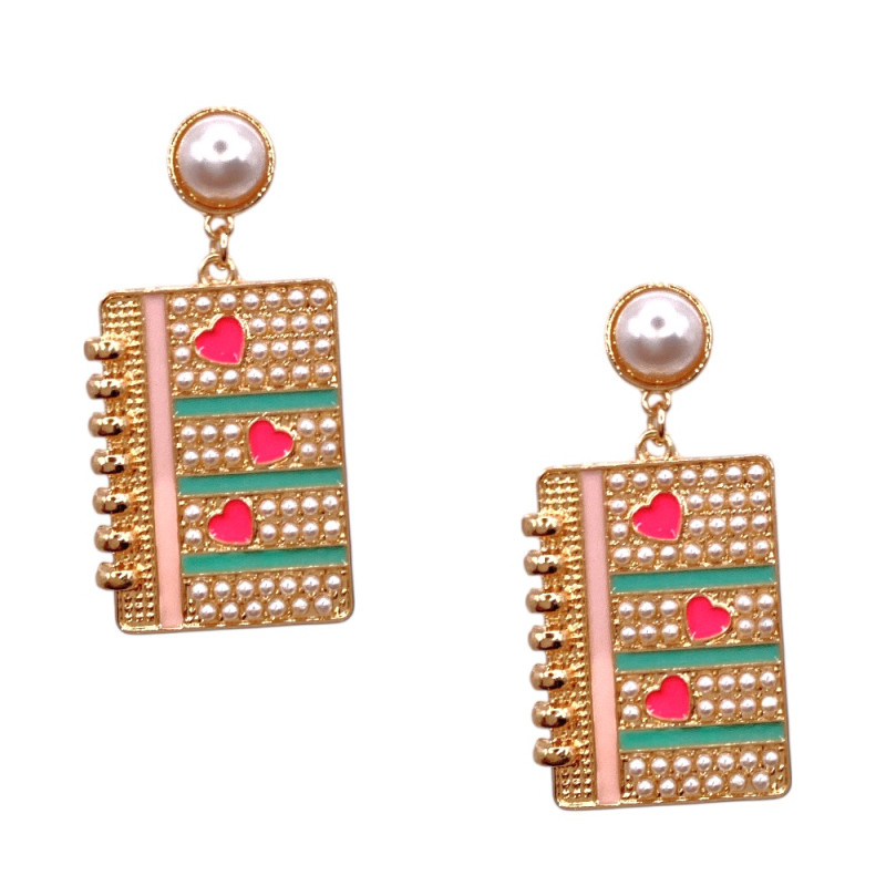 NOTEBOOK EARRINGS - PINK 
