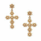 PEARL CROSS EARRINGS - GOLD