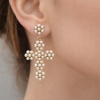 PEARL CROSS EARRINGS - GOLD