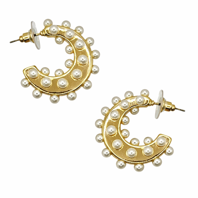 PEARL OPEN HOOP - GOLD 