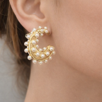PEARL OPEN HOOP - GOLD 