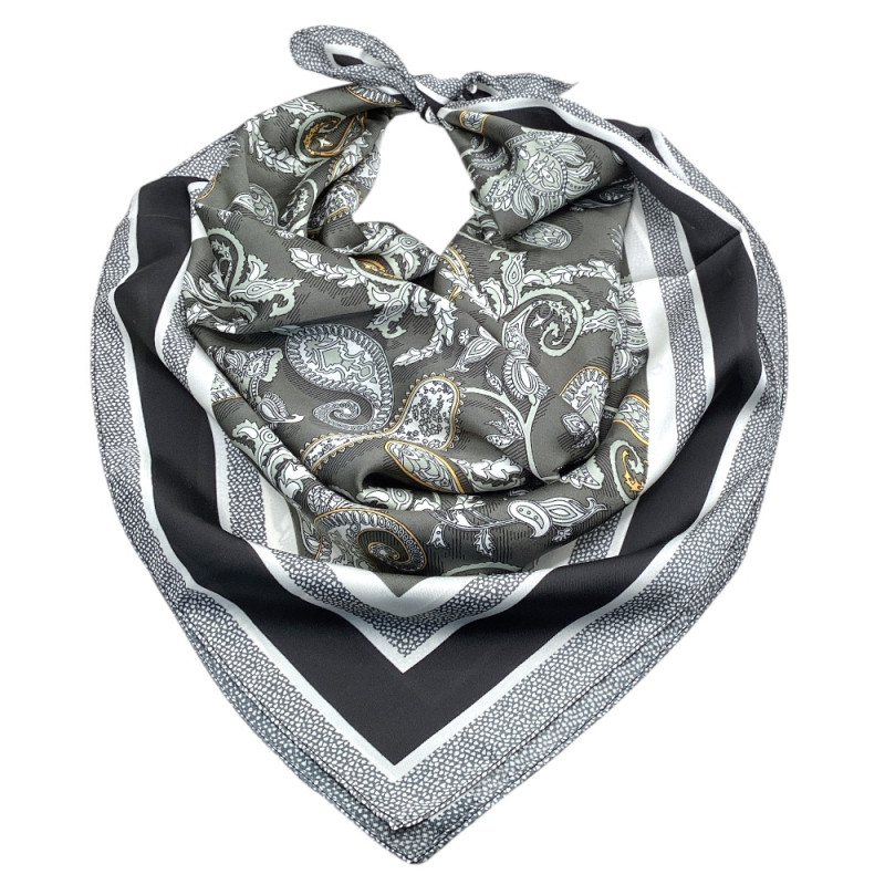 SILK SCARF - DARK GREY 