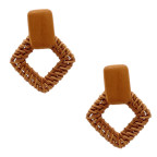 SHAPE RATTAN EARRINGS - BROWN 