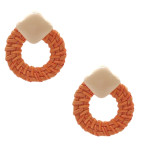 SHAPE RATTAN EARRINGS - LIGHT BROWN 