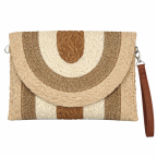 STRAW SHOULDER BAG - BEIGE & BROWN 