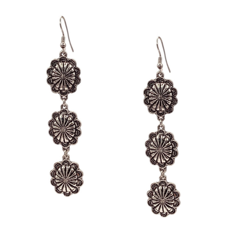 FLOWER WESTERN EARRINGS - SILVER 