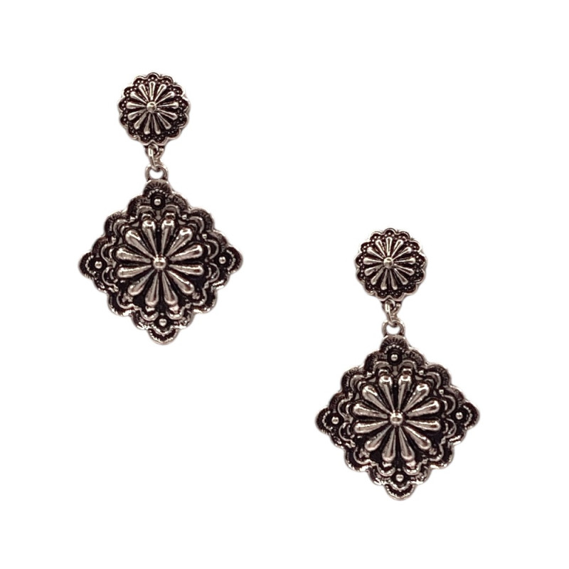 WESTERN DANGLE EARRINGS - SILVER 