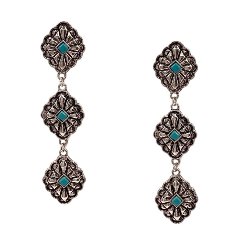 WESTERN FLOWER EARRINGS - TURQUOISE 