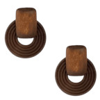 WOODEN EARRINGS - DARK BROWN 