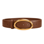 GOLD-TONE OVAL BUCKLE - LEATHER BROWN