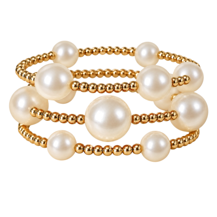 BEADED BRACELET STACK - IVORY GLOW
